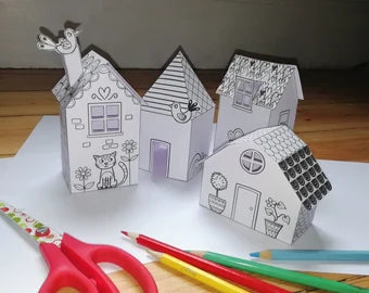 animaux et maison en papier